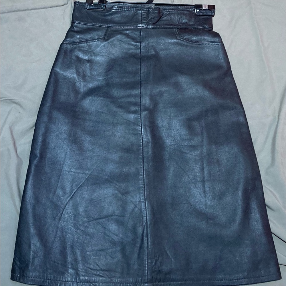 Moroccan Made Black Leather Skirt